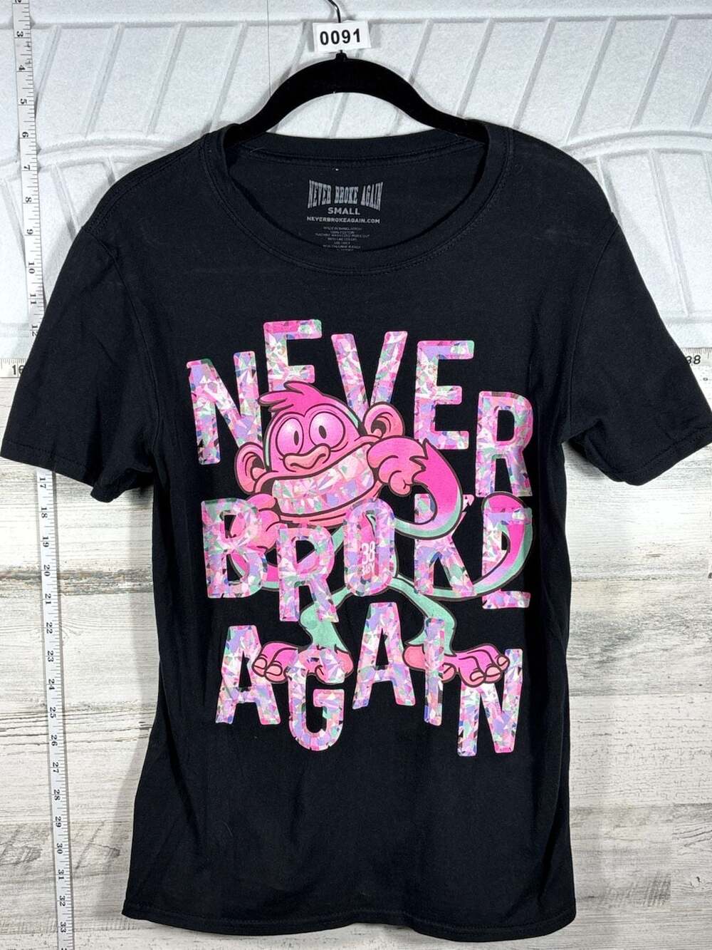 Never Broke Again Graphic T-Shirt Size Small Black Monkey